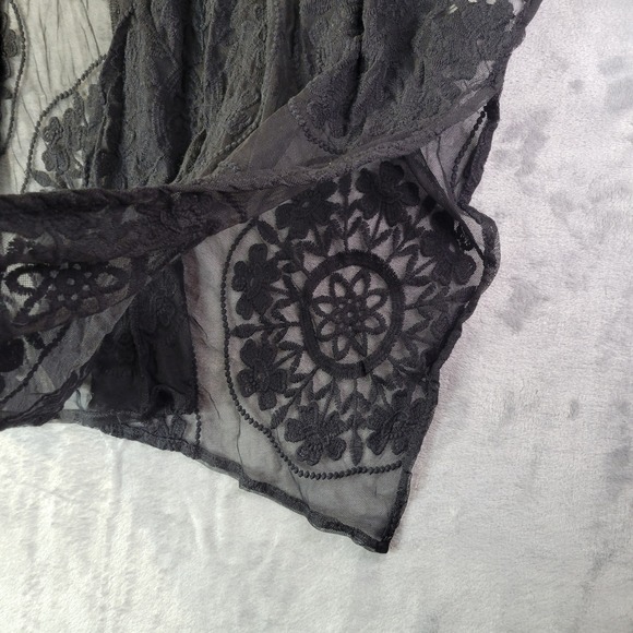 Maurices Womens One Size Black Sheer Lace‎ Open Front Kimono Cardigan Gothic - Picture 3 of 9